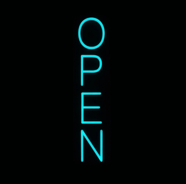 Neon LED iškaba "OPEN"