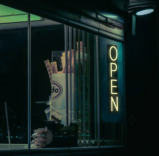 Neon LED iškaba "OPEN"
