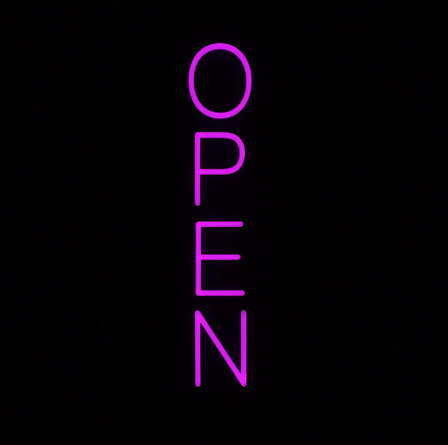 Neon LED iškaba "OPEN"